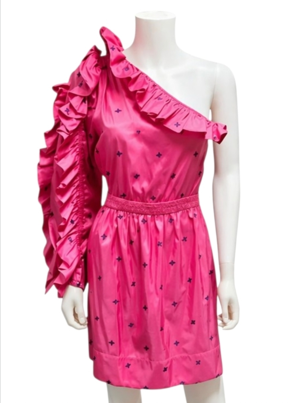 ULLA JOHNSON | Paloma One Shoulder Silk Blend Mini Dress Pink Size 6 NWT